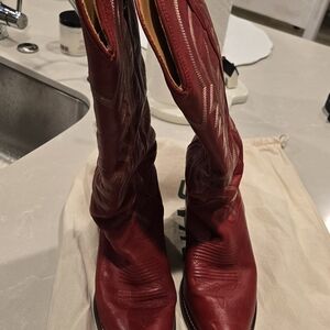 Tecovas Burgundy Leather Heeled Boots